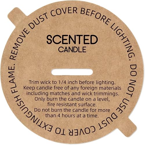 Miniatura 9 de CandMak Cubiertas antipolvo para velas, 160 piezas impresas de papel kraft con tapa antipolvo con lengüeta para hacer velas (3.125 pulgadas)
