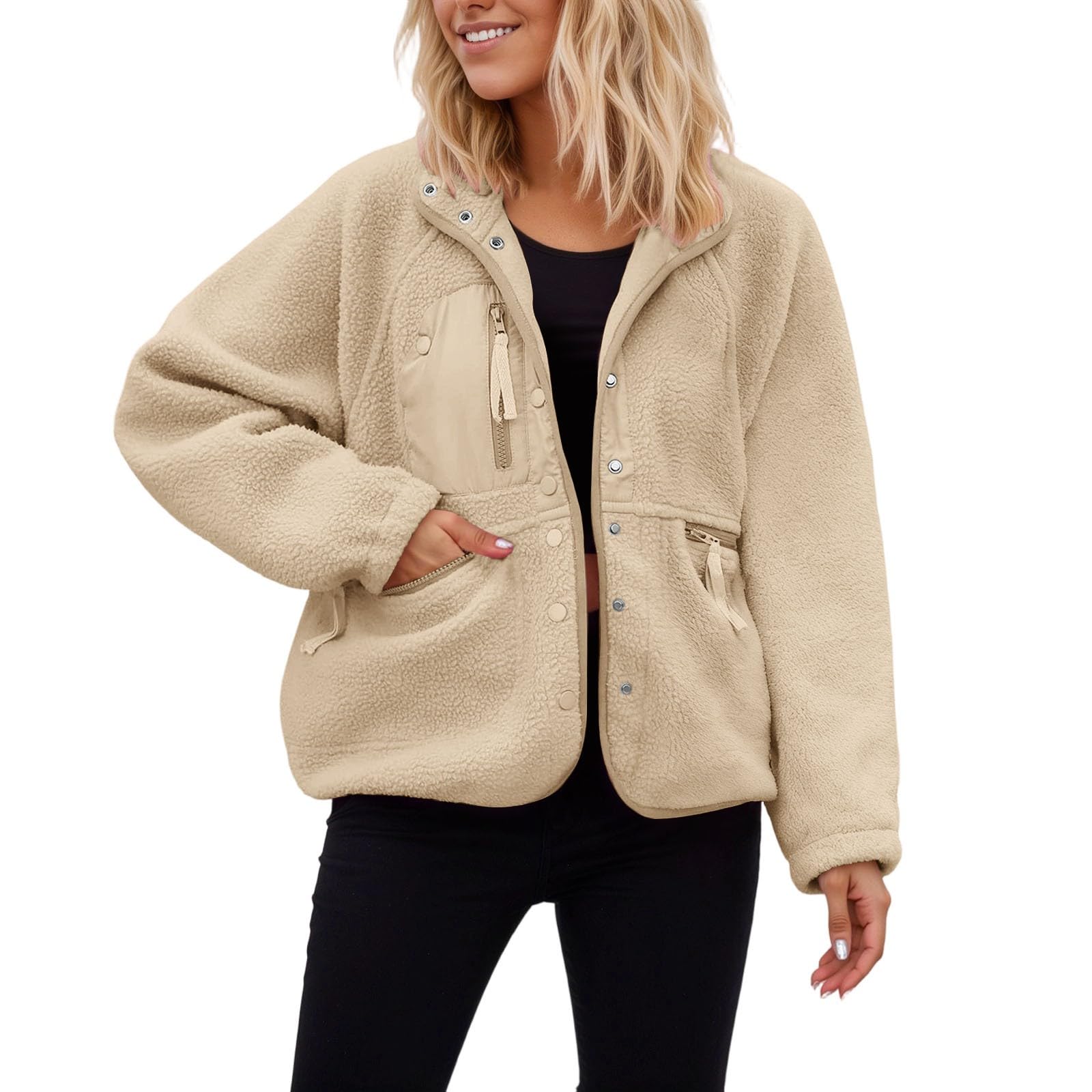 Generisch Chaqueta de forro polar con cremallera, suave, cálida, con cremallera completa, para deportes al aire libre y ocio.