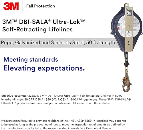 Miniatura 5 de 3M DBI-SALA Ultra-Lok Línea de vida autorretráctil 3503882, cable de acero inoxidable, 50 pies