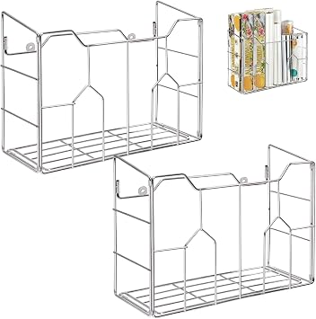 Cididu 2 Pack Kitchen Wrap Organizer Rack Wall Mount, Cabinet Door Organizer Storage, Wall Rack Basket Sturdy Steel Wire, Tall Inside Cabinet Holder for Aluminum Foil Plastic Wrap Wax Paper