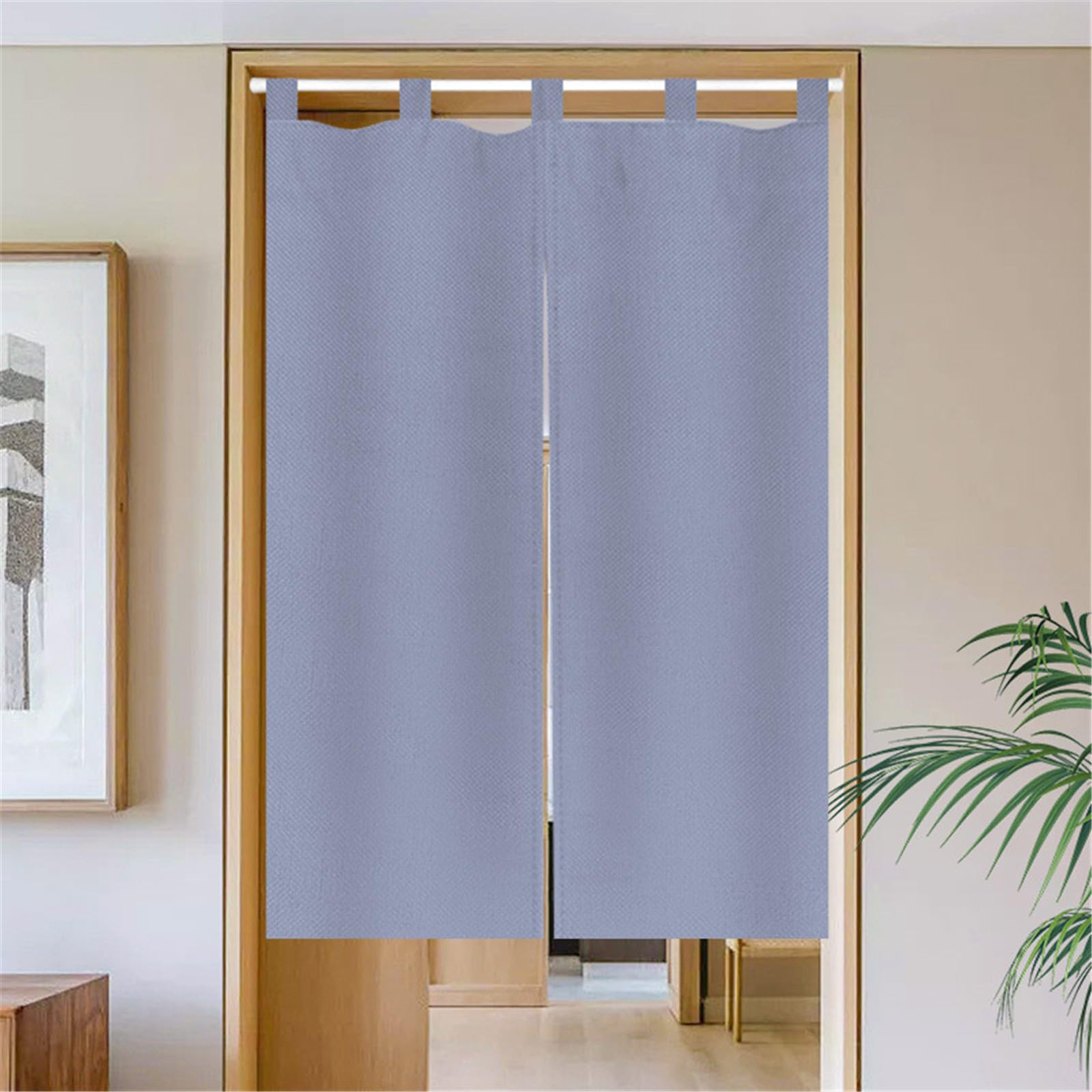 Surwin Japanese Noren Doorway Curtain Solid Color Cotton Linen Half-Door Curtain Window Treatment Tapestry for Kitchen Bistro Partition Shading Shops Home Restaurant (Lavender purple,90x200cm)
