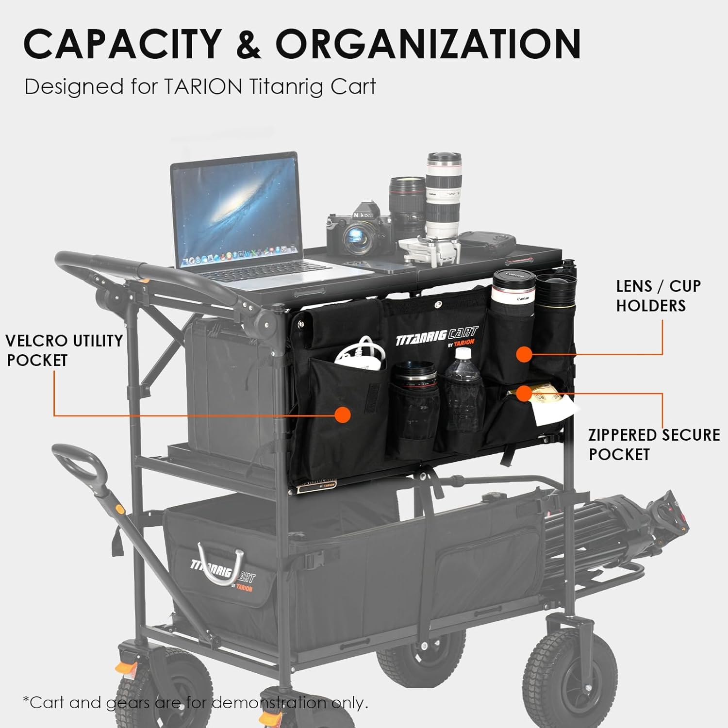 TARION Titanrig Cart Bolsa de Almacenamiento Lateral: Accesorios para Carro de cámara con múltiples Bolsillos para videógrafos cineastas