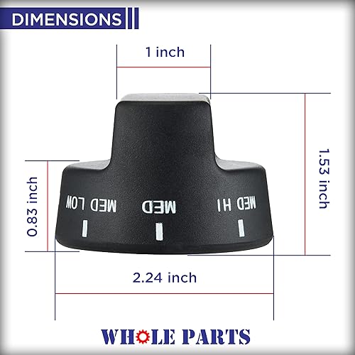 Miniatura 7 de Whole Parts Pomo de repuesto (negro) N.º de pieza PA010122 - Reemplazo y compatible con algunas parrillas Viking VGRC, IC, RT - Reemplaza AP5315119