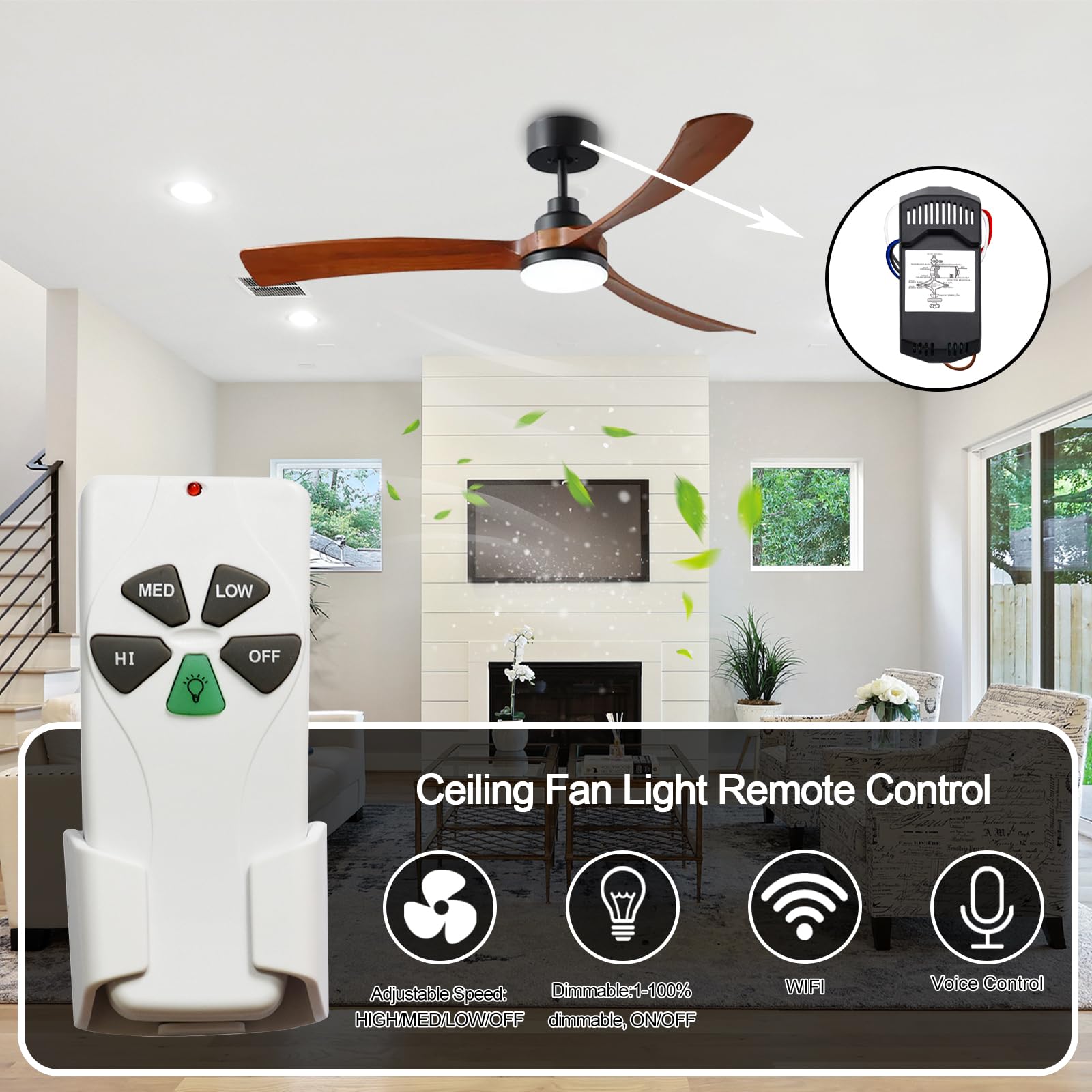 Wireless Ceiling Fan Light Separate Control Controller Wifi Rf Remote Fan Switch