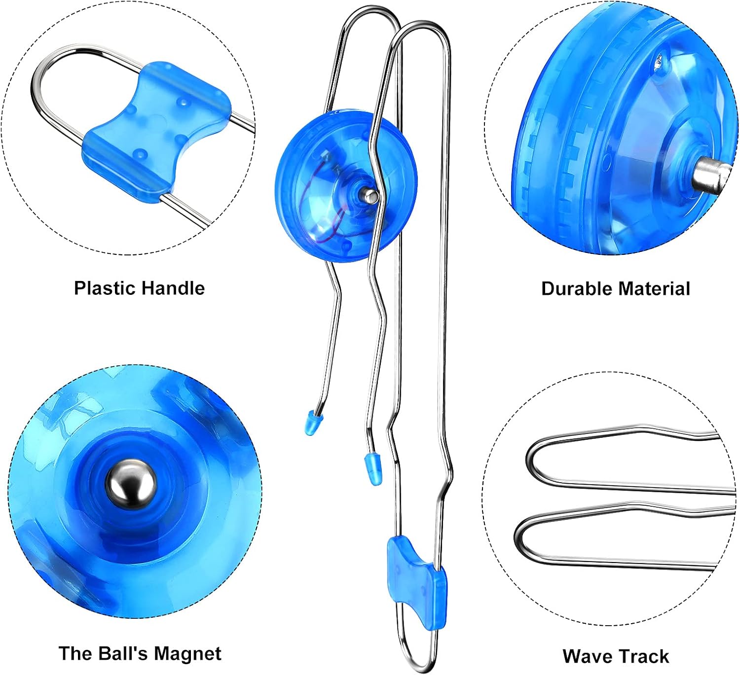 Sumind 2 Pieces Retro Magic Rail Twirlers Flashing Gyro Wheel Magnetic Toy with Mesmerizing Rotating and Lighting Effects Gravity Defying Stunt Toys Sensory Toys for Boys and Girls (Red, Blue)