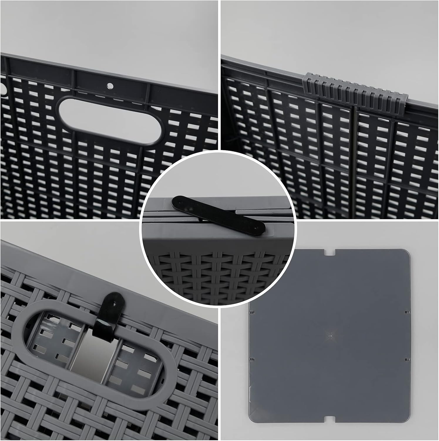 45L Plastic Collapsible Storage Laundry Baskets, Foldable Laundry Hampers, 2 Packs Gray