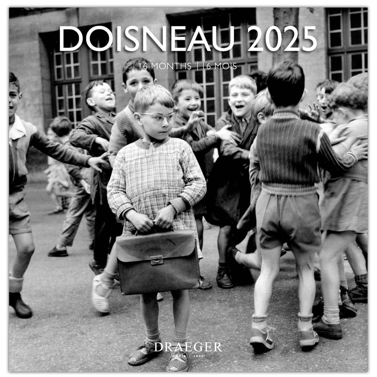 DRAEGER PARIS 1886 - Large Wall Calendar 2025-29x29cm - Sept 2024-Dec 2025-12 Themed Photos - 7 Languages - FSC Paper - Vegetable Inks - Elegant Design - Organize Birthdays & Appointments