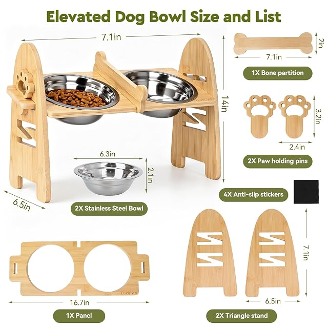 Foto 5 de 8 de Cuenco elevado para perros de 6 niveles ajustables
