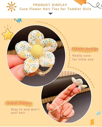 Miniatura 4 de Lazos para el pelo para niños pequeños, lindos coleteros elásticos de flores para bebés y niñas, sin costuras, accesorios para el cabello para niñas