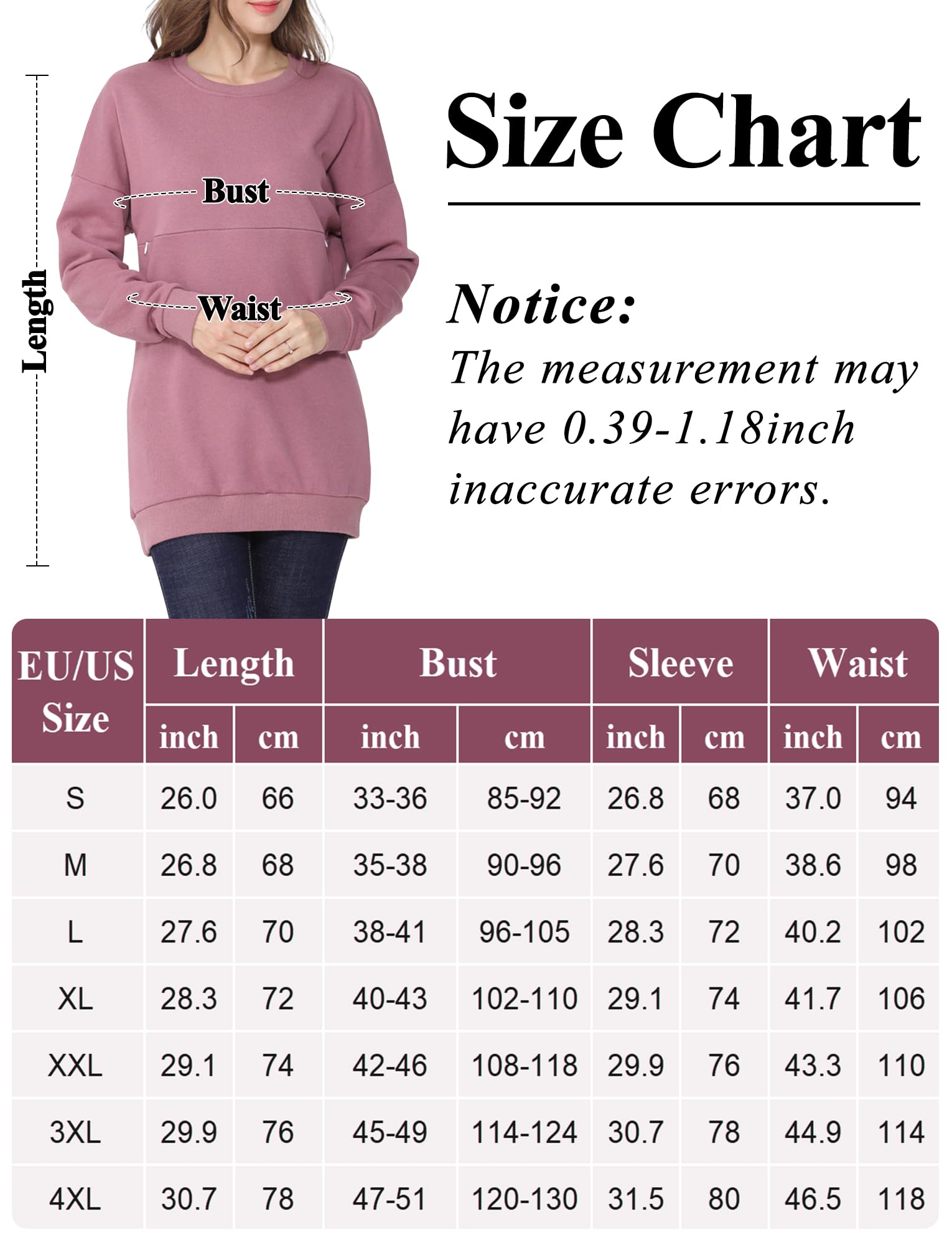 FEOYA Pull Allaitement Femme Sweatshirts de Maternité Grossesse Chaud Tops Blouse Manches Longues Hauts Automne Hiver