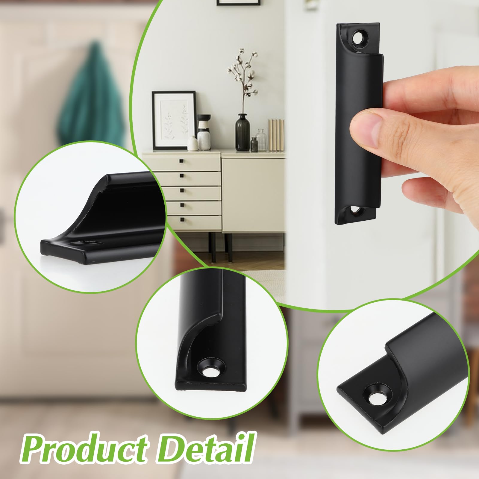 simarro Set di 2 maniglie per ante di mobili da cucina, maniglie a tirare con bordo in acciaio inossidabile, maniglie per mobili per ante da cucina e cassetti di armadio (nero)