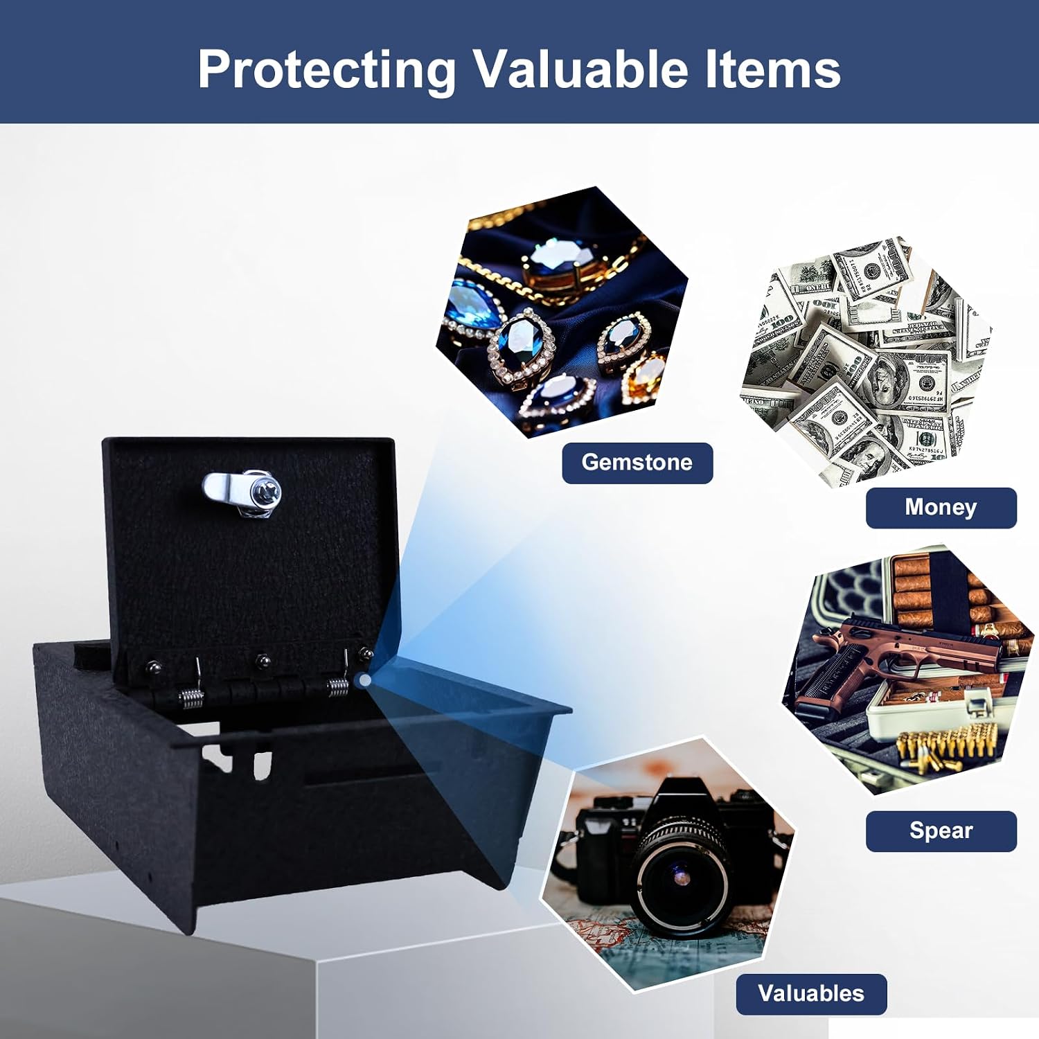 M1M Center Console Gun Safe Security Storage Box Compatible with Tesla 2021-2023 Model Y and Model 3 with Four Core Lock Interior Storage.