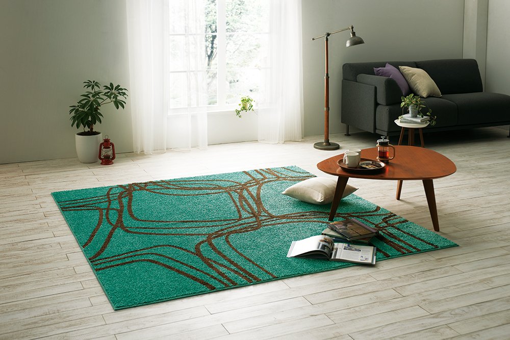 使用期間少　美品　ラグ 200×140cm グリーン レシェ クリーニング済 Amazon｜スミノエ ラグ レシェ 140×200cm グリーンブルー
