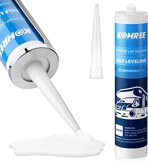 Kohree RV Roof Sealant 1 Pack, Self-Leveling Lap Sealant White, RV Caulking for Roofing, Maintenance, Repair