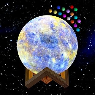 GDREAMT Moon Lamp, Moon Night Light Kids Galaxy Lamp 7.0 inch 16 Colors LED 3D Star Moon Light with Stand, Remote & Touch ...