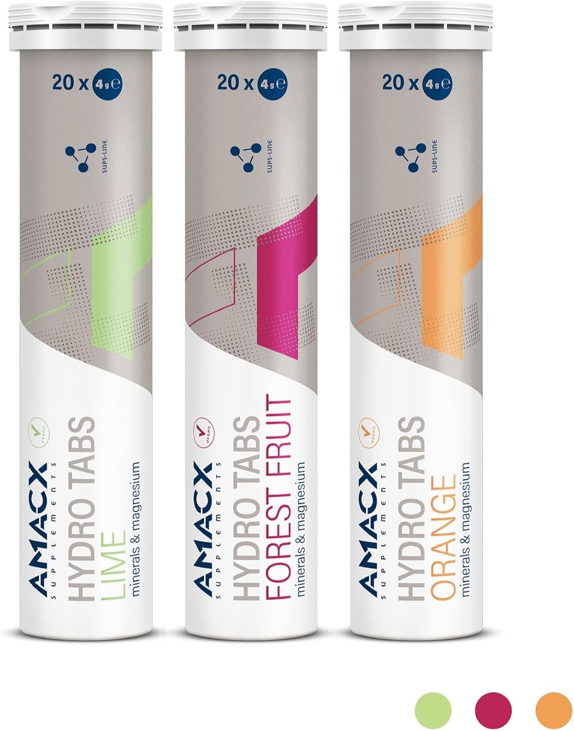 Amacx Hydro Tabs Electrolyte Tablets with Vitamin C, Magnesium Effervescent Tablets, 3 x 20, Hydration for Endurance Athletes, Recovery Drink for Mineral Balance (Pack of 3, Forest Fruit)