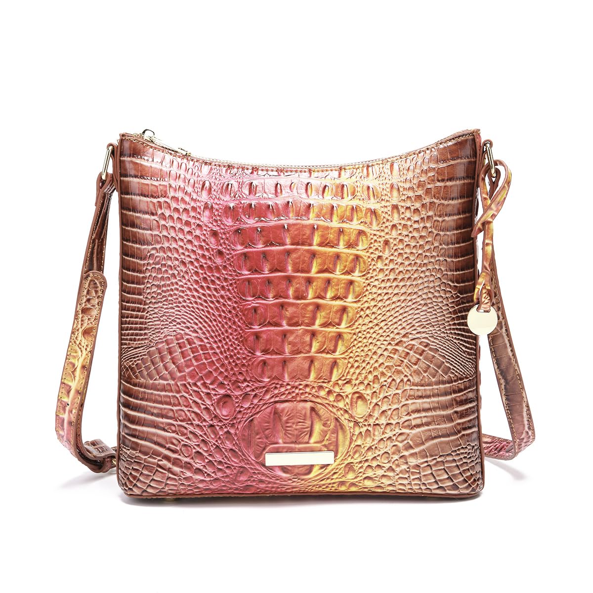 Shoulder Crocodile Flat Handbags for Women trendy Ladies Shoulder Bag Embossed Pattern Leather Crossbody Purse