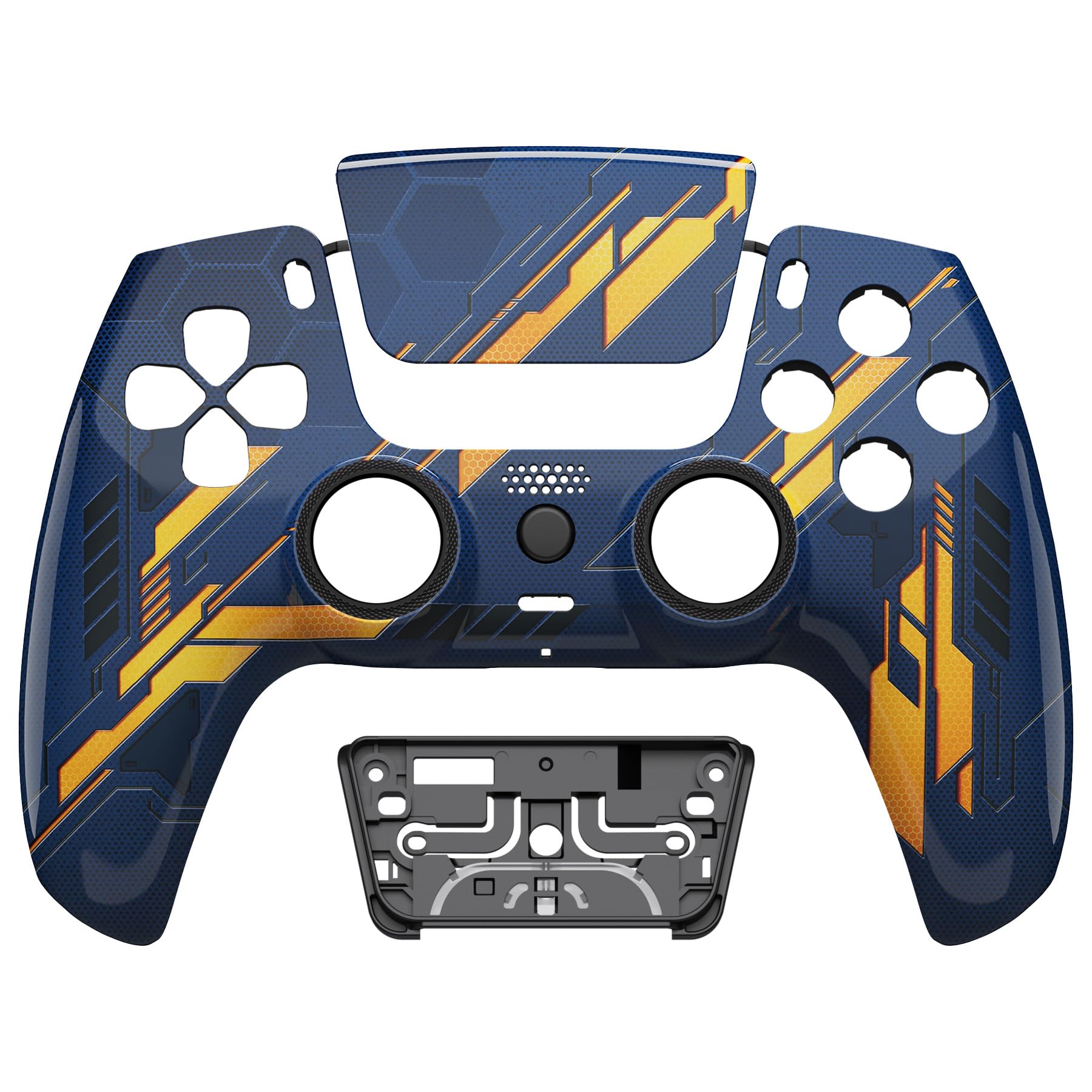 eXtremeRate Luna Cover Ricambio per ps5 Controller,Custodia Copertura Frontale Scocca Shell Ridisegnato&Touchpad&Anelli Compatibile con ps5 Joystick BDM 010/020/030/040/050-Mecha Arancio