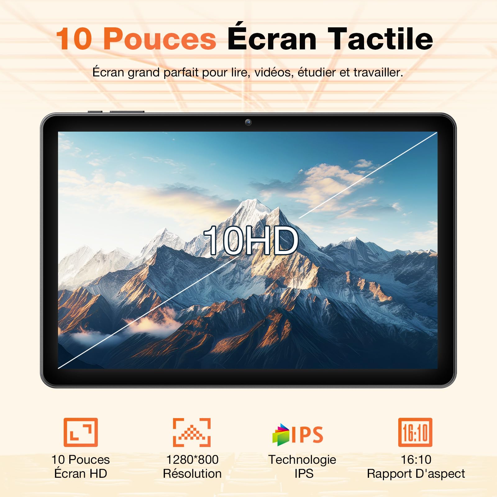 Android 16 Tablette 10 Pouces avec Clavier, Souris & Stylet, CPU Unisoc T606, 26 Go RAM + 128 Go ROM + 1 TO TF, Écran IPS HD 1280x800, Caméra Double, 7000 mAh, WiFi 6, BT 5.0, Widevine L1 (Étui Bleu)