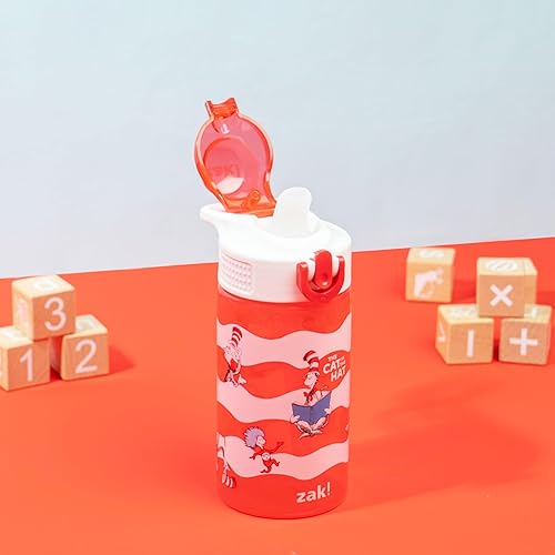 Miniatura 97 de Zak Designs Botella de agua de Paw Patrol, plástico sólido, 16 oz, pajilla, asa, cubierta de boquilla emergente contra fugas