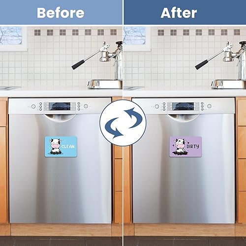 Miniatura 4 de HSSPIRITZ Divertido imán para lavavajillas con diseño de vaca, de doble cara, universal, para cocina, reversible, para lavavajillas, lavaplatos,