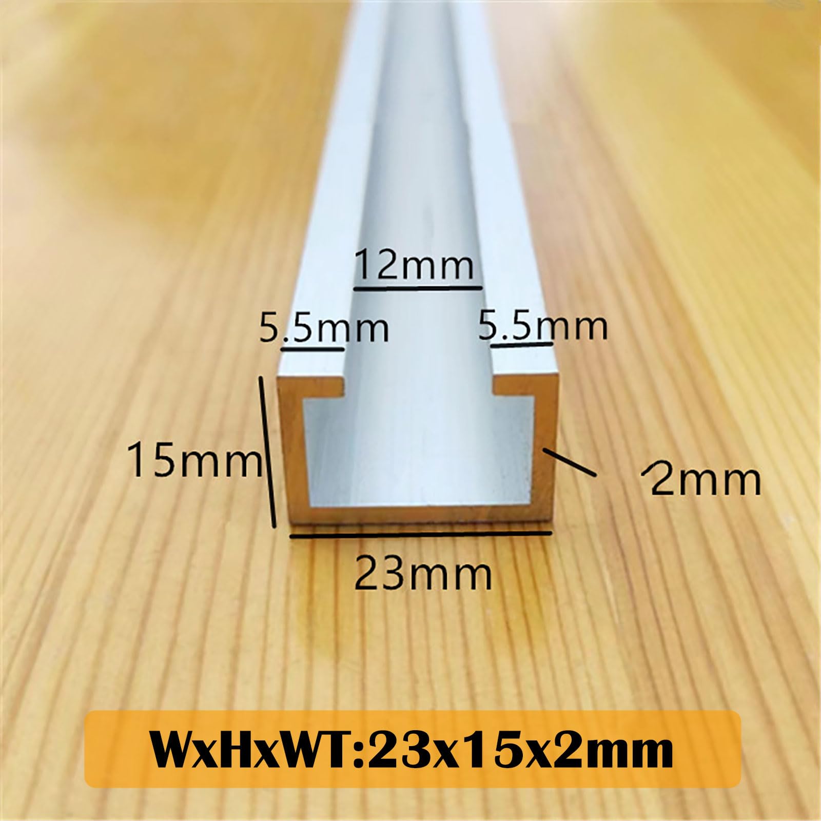 Profilé en C en aluminium 1 m (24 x 10-34 x 31 mm / 30 x 9 x 1 mm) | Rainure en U avec bride intérieure for capteurs, LED et montage d'automatismes/bricolage(23x15x2mm 12mm)
