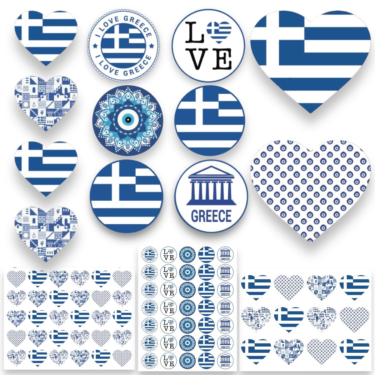 Joyful Artistry 230PCS Greece Stickers- Greek Flag Stickers for Kids and Soccer Fans- Scrapbooking, Greek Party Theme, Classroom Decorations for