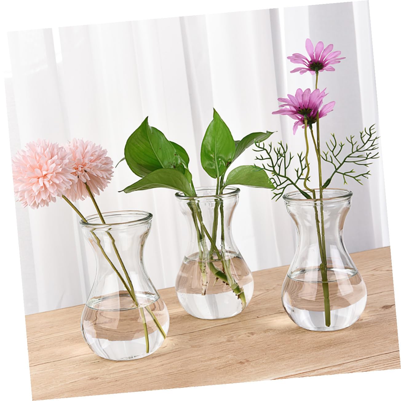 Uonlytech 5 pièces Lot de Vases Verre Transparent pour Propagation Hydroponique Décoratifs et Compacts pour Bureau et Intérieur