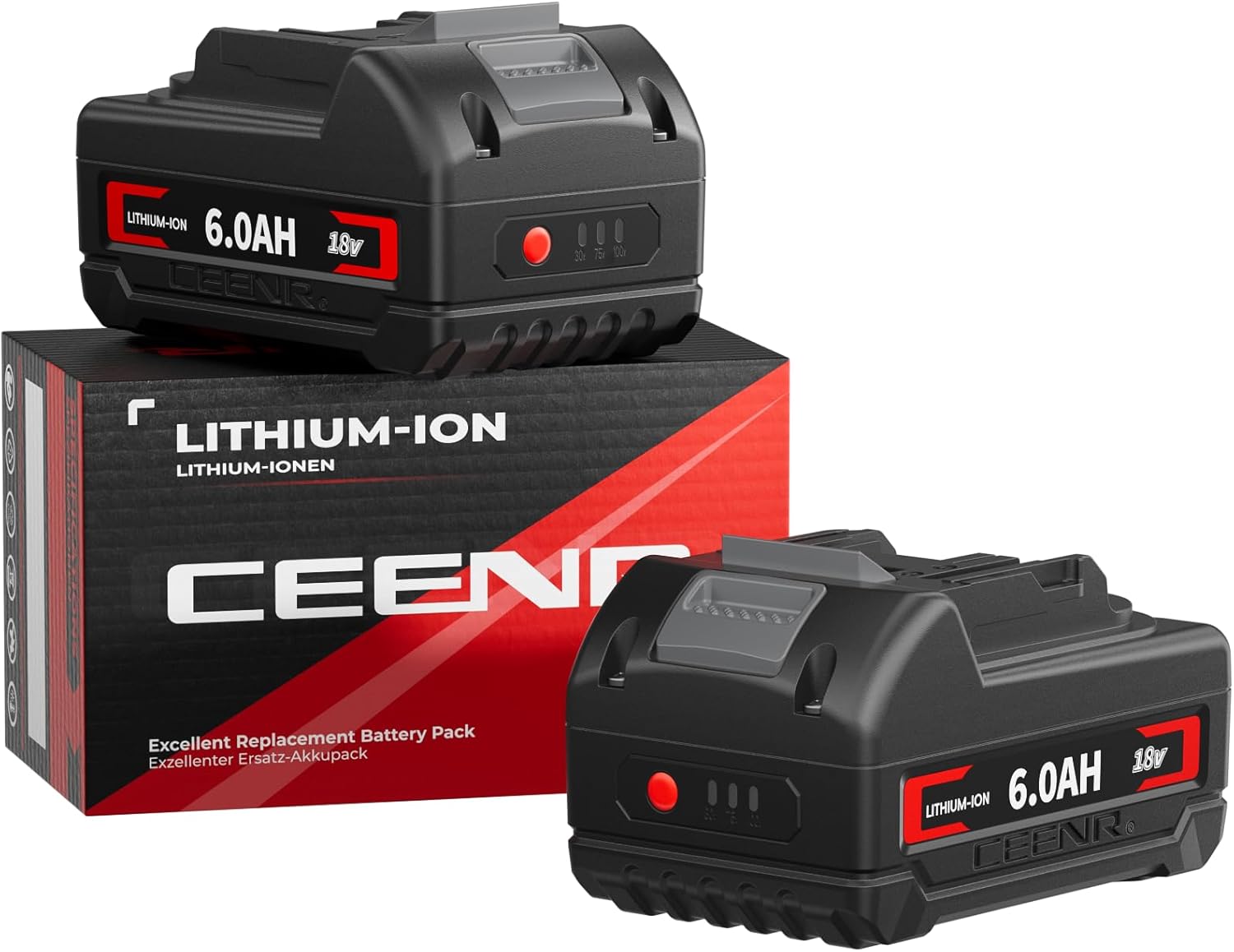 CEENR 6.0Ah BL1860B Replacement Lithium-ion Battery 2-Pack,Compatible with Makita 18V Tools,Built with Korean Battery Cells