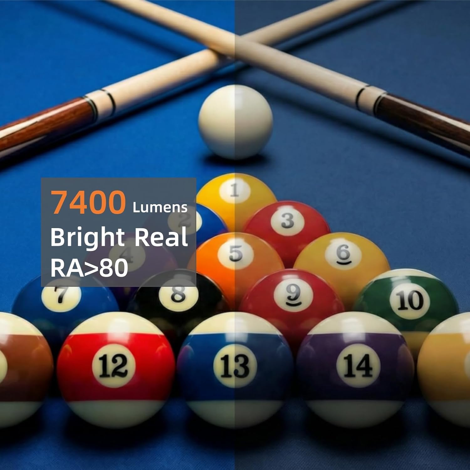 76W 7400 Lumens Pool Table Light LED Billiard Fixture with CRI 85 5000K Daylight Over 7ft 8ft Table Professional Gaming Room Lighting Black 48 inch