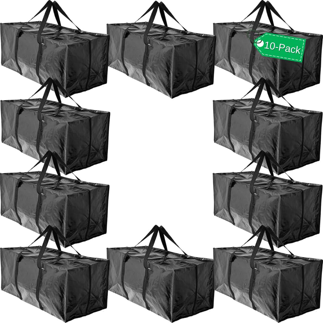 BAG-THAT! 10 Moving Bags Heavy Duty Extra Large Stronger Handles Wrap Storage Totes Zippered Reusable Packing Bags Moving Supplies Storage Boxes Storage totes Moving Boxes Packing Supplies Packing Box