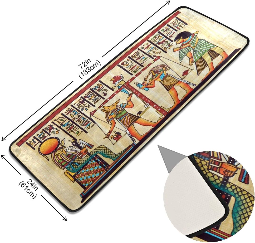 ALAZA Egyptian Papyrus Vintage Collection Area Mat Rug Rugs for Living Room Bedroom Kitchen 2' x 6'