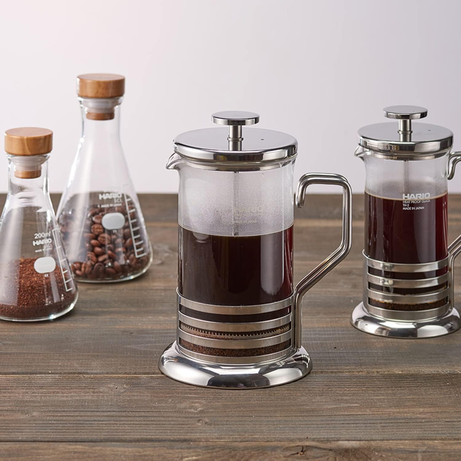 HARIO THJ-4-HSV Harrier Bright J Coffee & Tea Press, 4 Cups, Stainless Steel