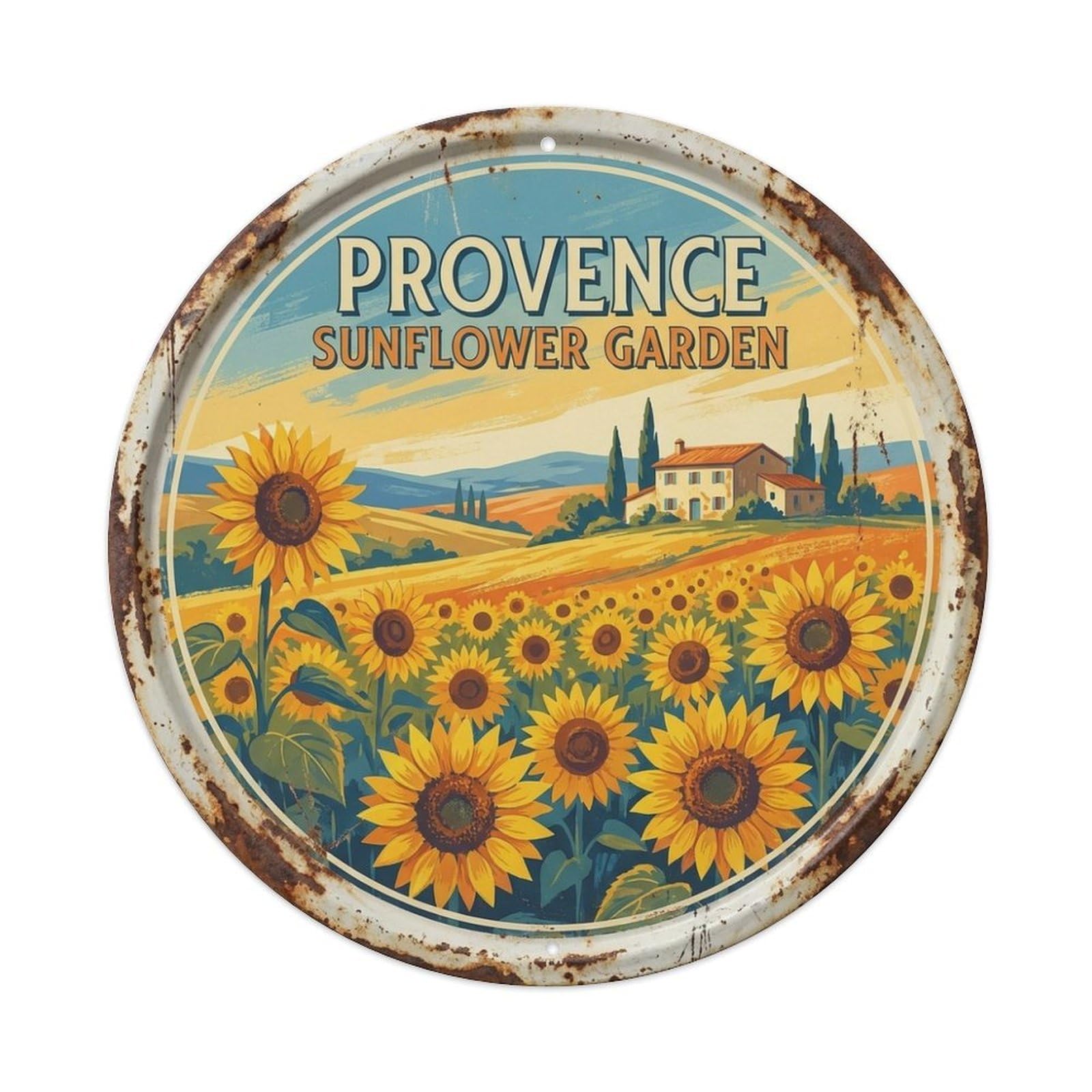 Countryside Travel Sunflower Garden Provence France Metal Tin Sign