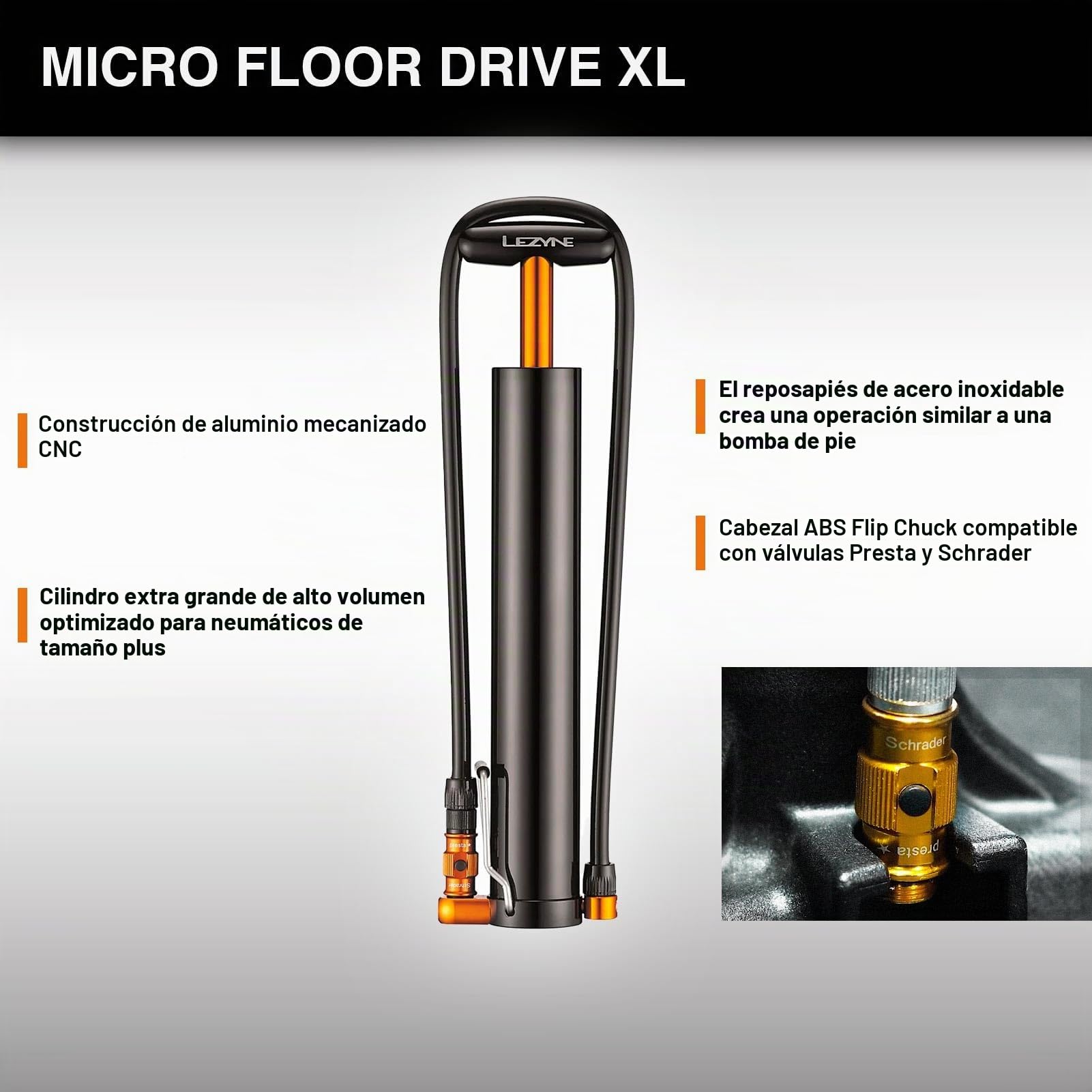 Lezyne Bomba de pie Micro Floor Drive XL