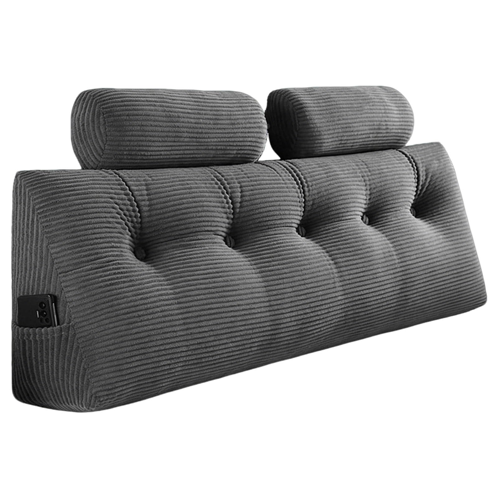 120 * 50 * 20cm Wandkissen, Groß Keilkissen mit 2 Rundes Kissen | Rückenkissen Für Bett Und Sofa mit Waschbarer Kissenbezug&praktischem Seitenfach, ErgonomischesSofa Kissen zum Lesen Arbeiten