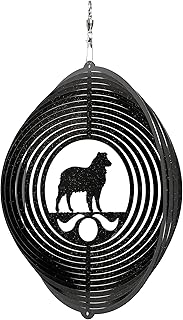 SWEN Products Australian Shepherd Circle Swirly Metal Wind Spinner