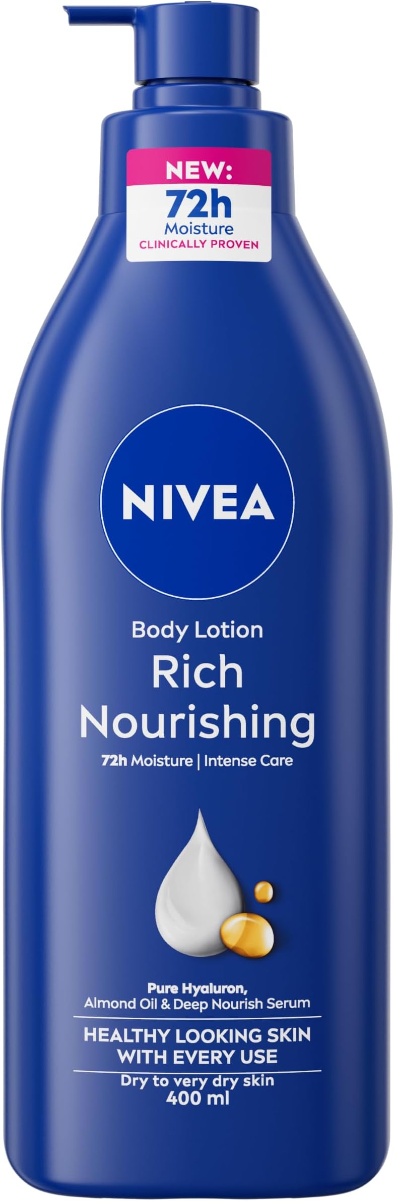Rich Nourishing Body Lotion (400ml), Rich 72H Hydration Moisturiser for Dry Skin Made with Deep Moisture Serum and Almond Oil, Intensive Hydration Body Lotion