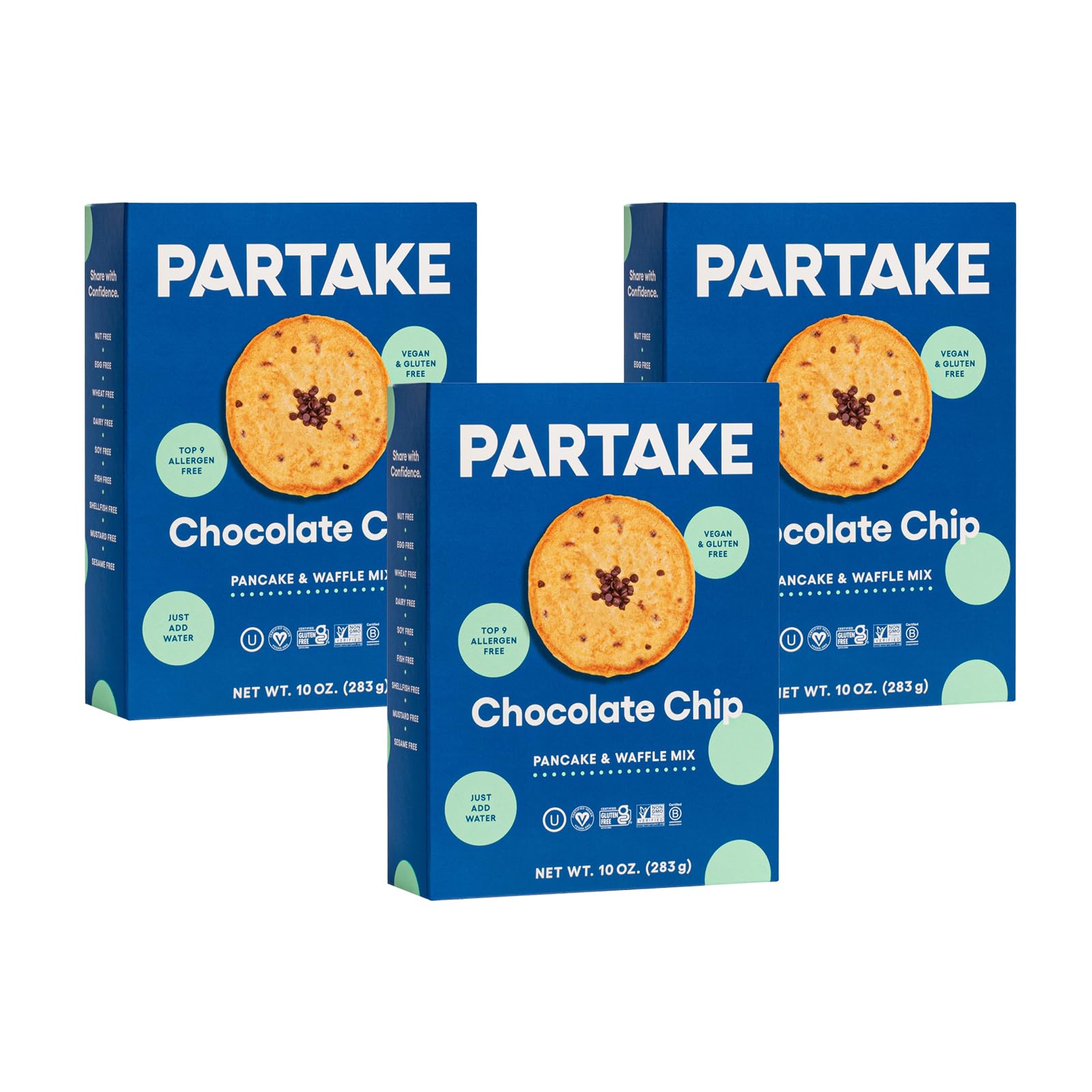 Gluten Free Chocolate Chip Pancake & Waffle Mix by Partake – 3 Pack | Non-GMO, Allergy-Friendly | No Peanuts, Soy, Dairy, Tree Nuts