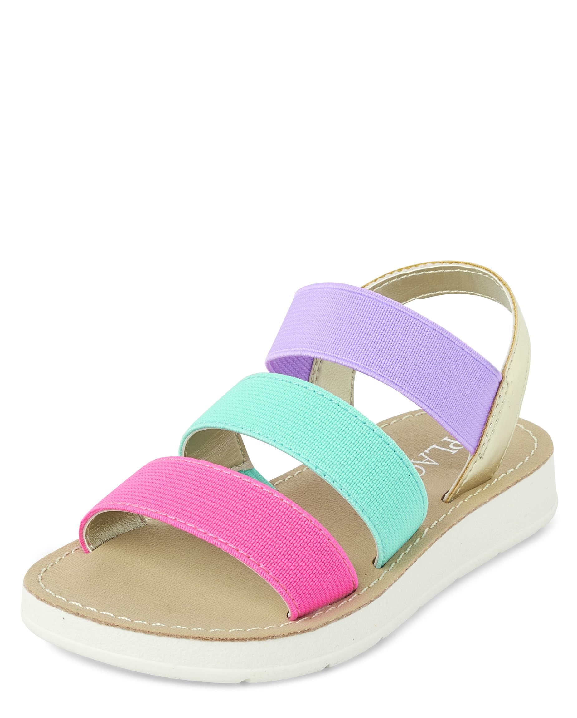 The Children's Place Baby Girls and Toddler Open Toe Flat Sandals, Multicolor Triple Band