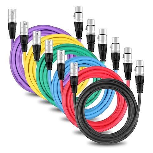 DREMAKE Cable de audio profesional para micrófono de 25 pies, XLR macho de 3 pines a XLR hembra de 3 pines, cables multicolores, cable de