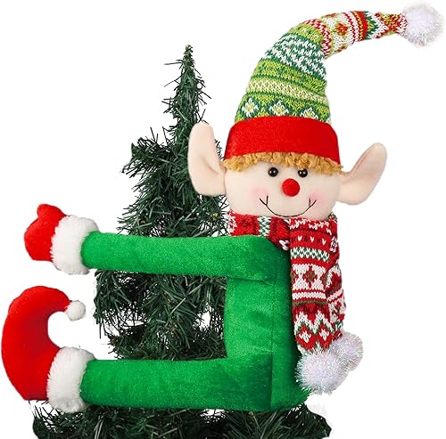 Decoración de árbol de elfo de Navidad, juguetes divertidos de elfos, muñecos rellenos de felpa, cortina de Navidad, abrazador de botella de vino,