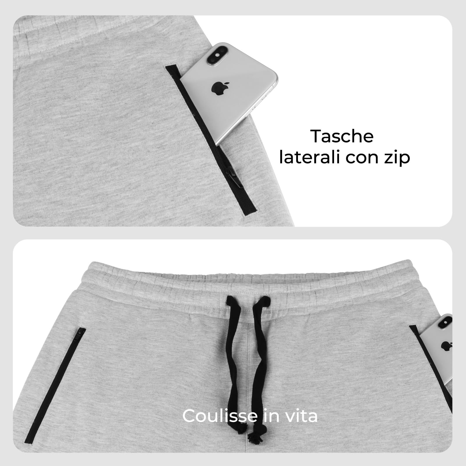 ineepor Pantaloni Tuta Uomo Invernali Pantaloni Termici Sportivi Uomo Felpata Pile Foderato Fleece Joggers Pantaloni Larghi Baggy Cerniera Tasche Laterali