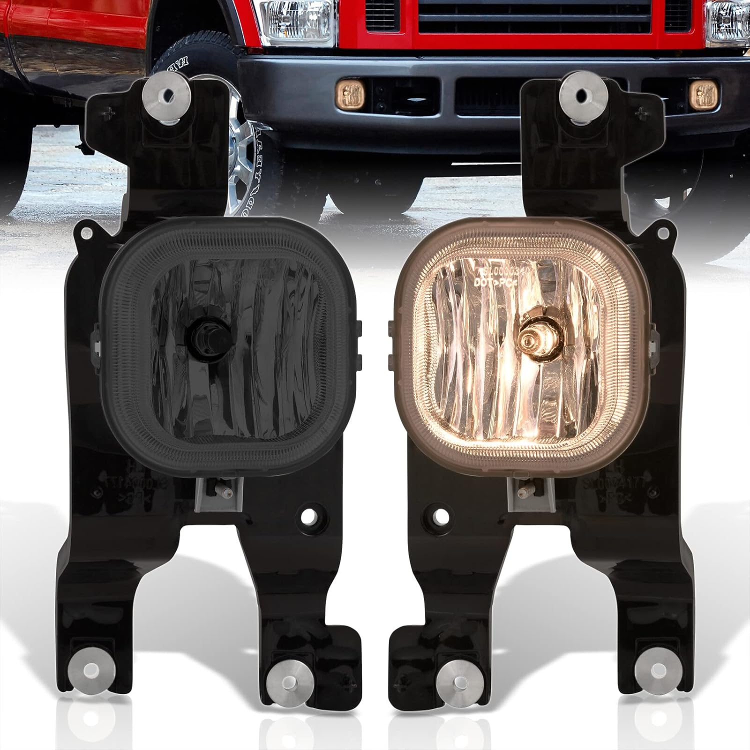 AJP Distributors Smoked Lens Front Bumper Fog Lights Driving Lamps Assembly Pair LH RH + Bezel Bulbs Switch Wiring Harness Compatible/Replacement For Ford F250 F350 F450 F550 Super Duty 2008 2009 2010