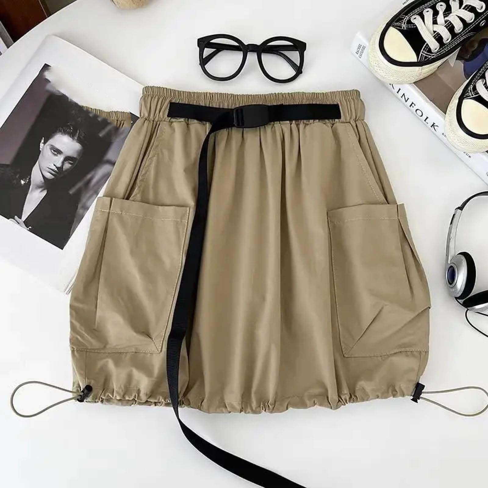 Falda Mujer Larga Cintura Alta Elástica Plisada Skirt Falda Corta De Cintura Alta para Mujer