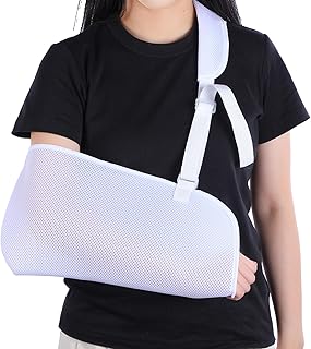 Mesh Arm Shoulder Sling Breathable Shoulder Immobilizer Shower Adjustable Suitable for Left And Right Arms Comfort Type Men Women Elbow Wrist (White)