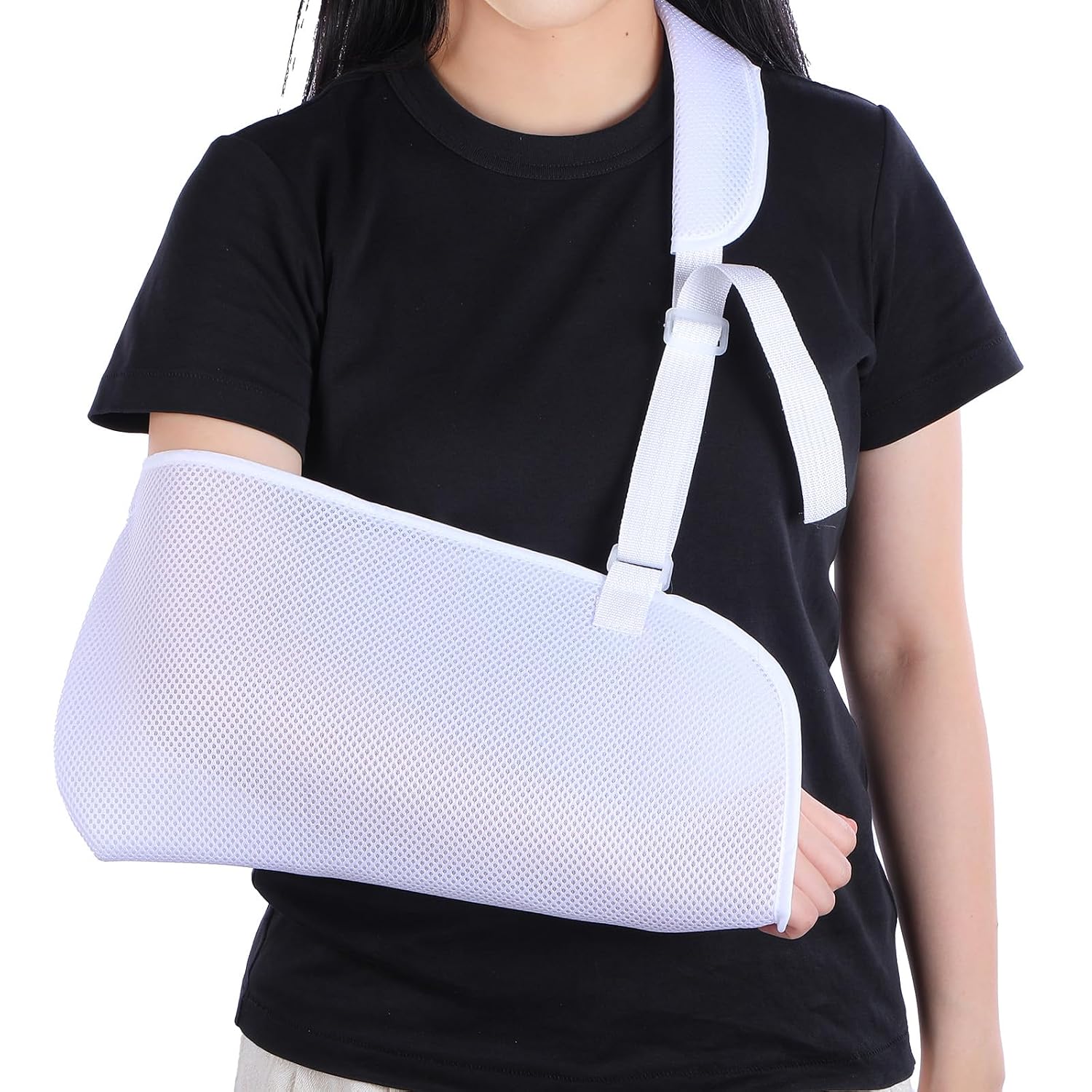 ElevateTech Mesh Arm Shoulder Sling Breathable Shoulder Immobilizer Shower Adjustable Suitable for Left And Right Arms Comfort Type Men Women Elbow Wrist (White)
