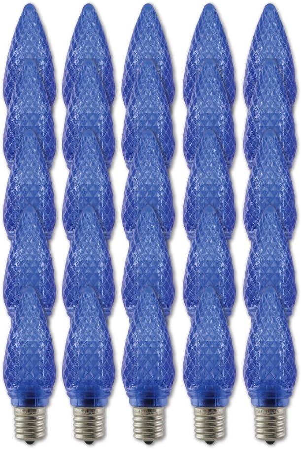 Aurio Lighting LED C9 Light Bulbs, E17 Sockets, Blue, Commercial Grade