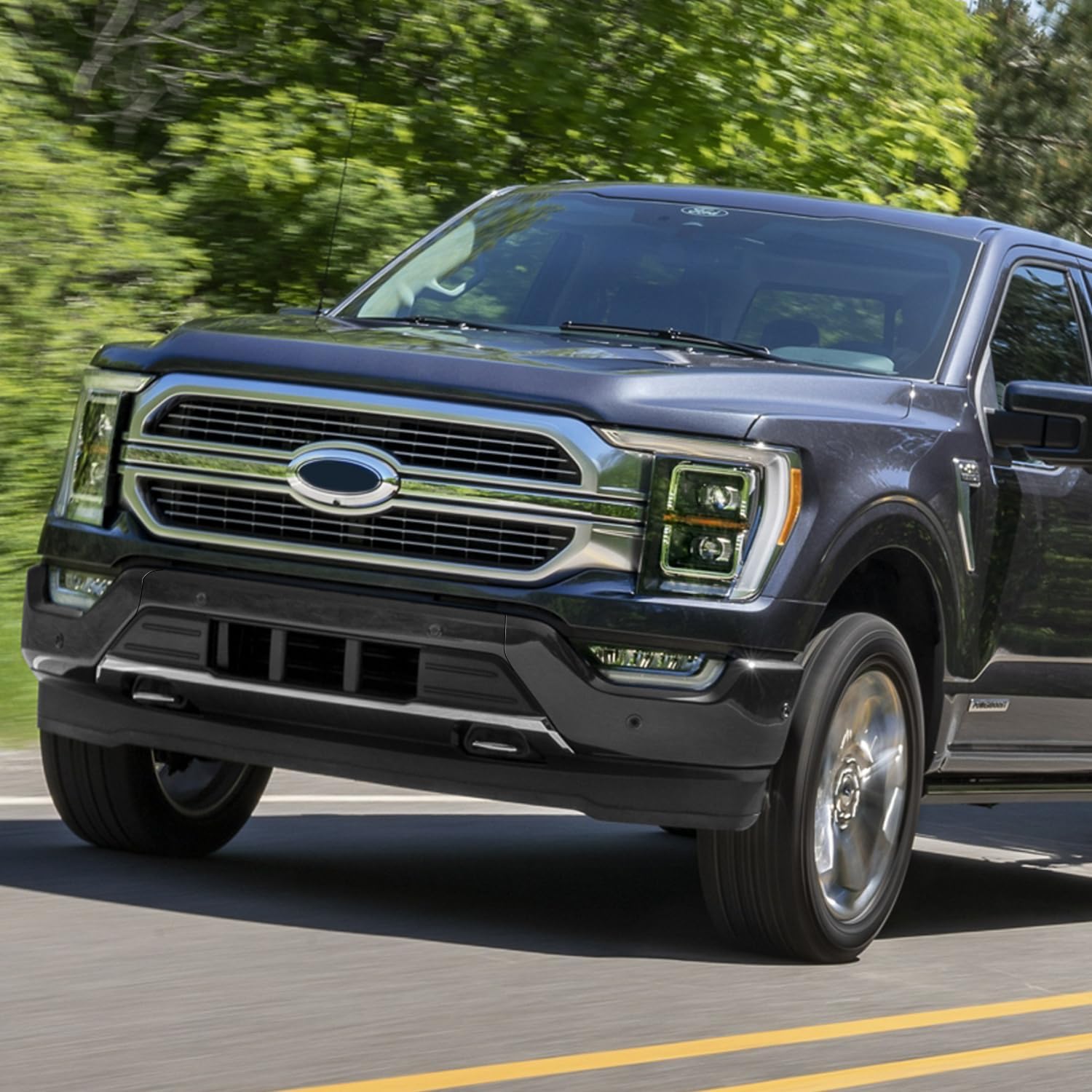 PM PERFORMOTOR Front Bumper Face Bar Replacement Compatible with 2021-2023 Ford F-150, with Parking Sensor Holes, Primered (Paint to Match) Black