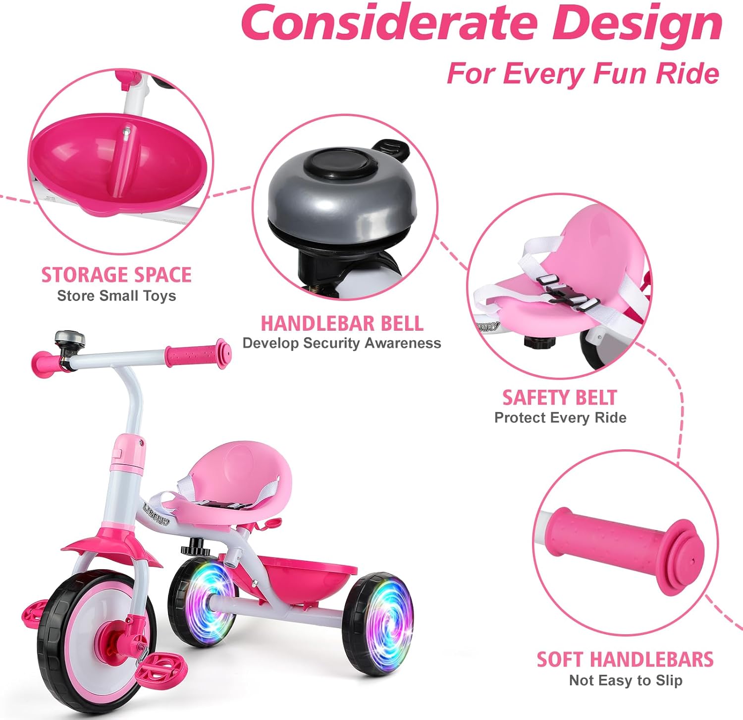 Liberry Baby Bike for Boys Girls Aged 1-4 Years, Ride On Toys for First Birthday Gift, Toddler 4-Wheel Balance Bike and Tricycle